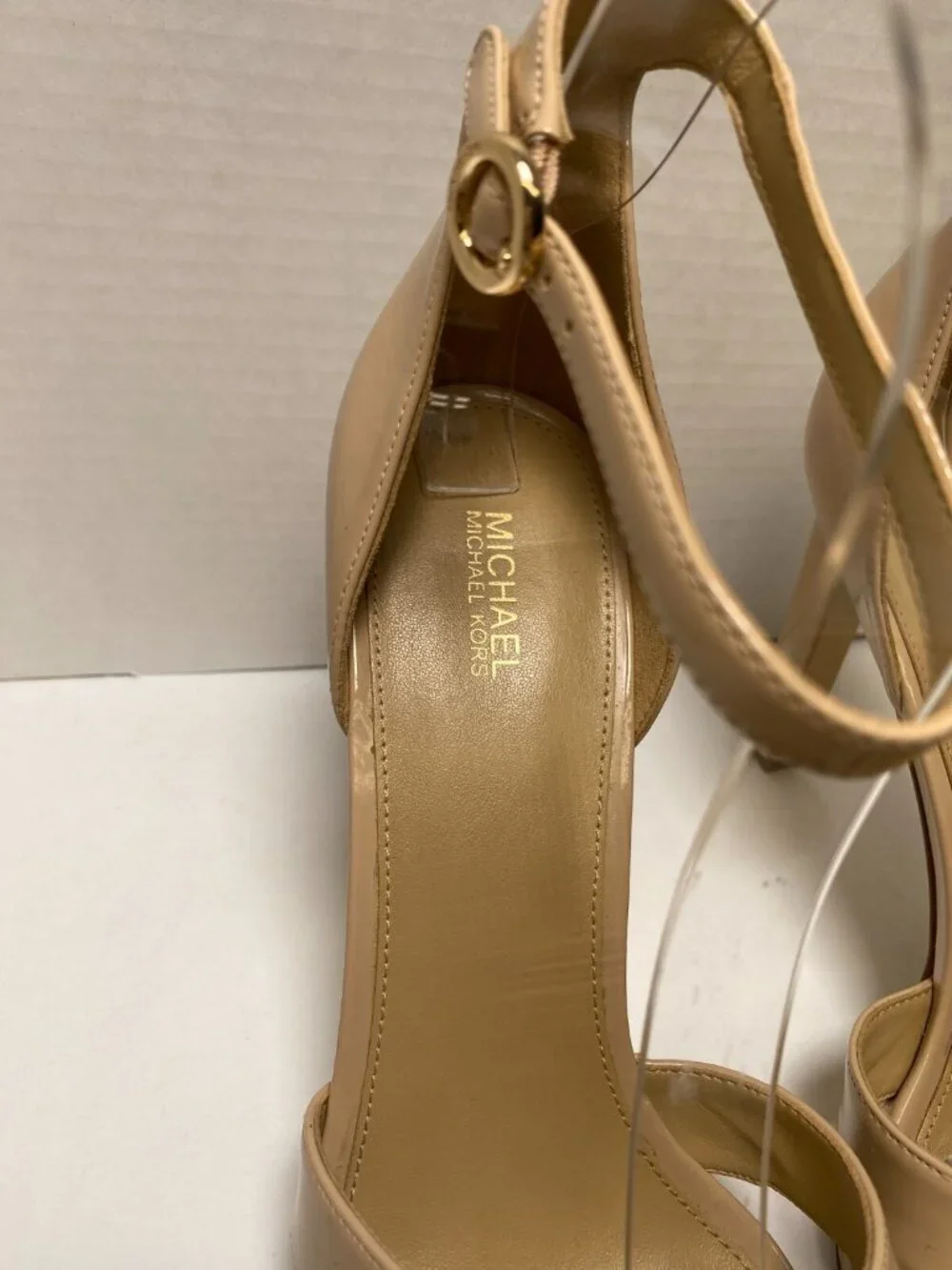 Michael Kors Women's Alexia Patent Leather Nude Strap High Heels Sz 10
